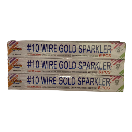 10 INCH GOLD SPARKLERS BY LEG(24/12/6)