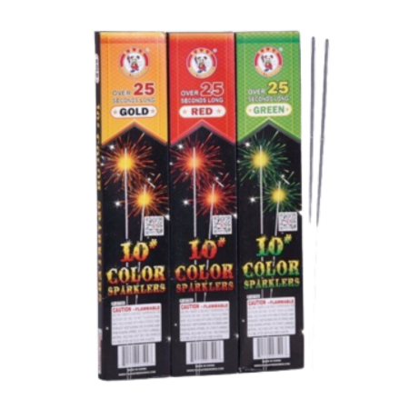 10 INCH COLOR SPARKLER (wire) BY W (24/12/8)