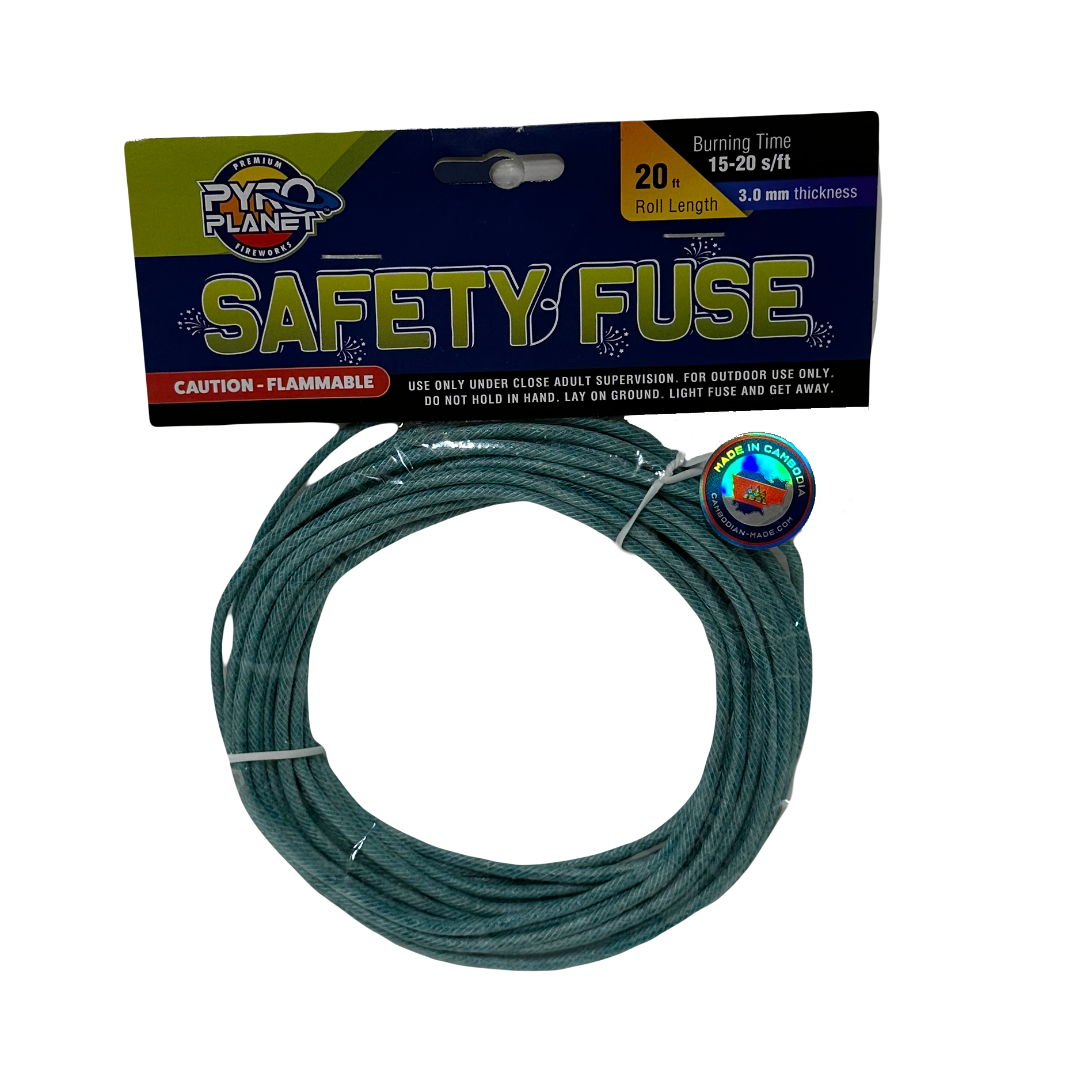 SAFETY FUSE (3MM) 15-20 SEC/FT - 20FT ROLLS BY PP (120/1)