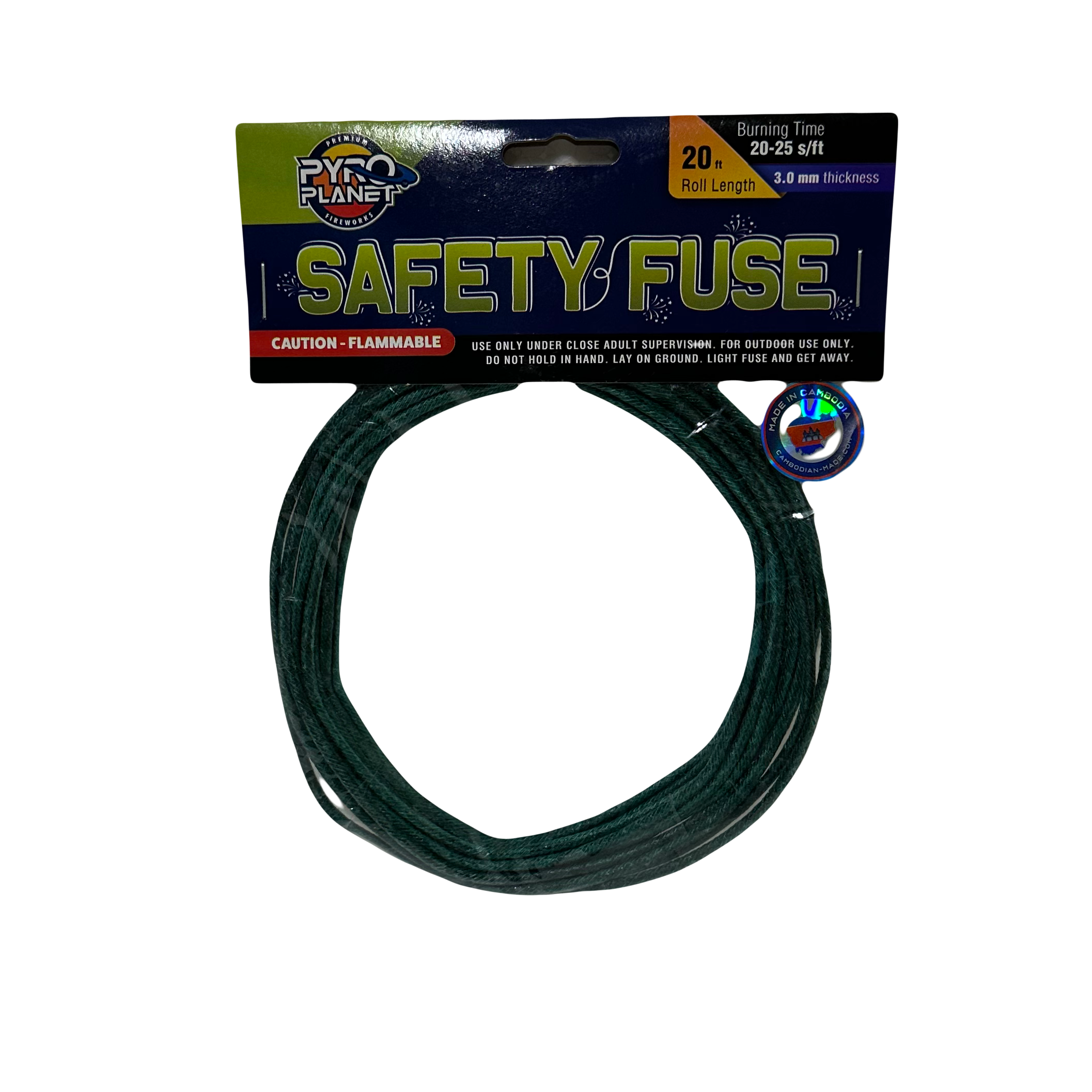 SAFETY FUSE (3MM) 20-25 SEC/FT - 20FT ROLLS BY PP (120/1)